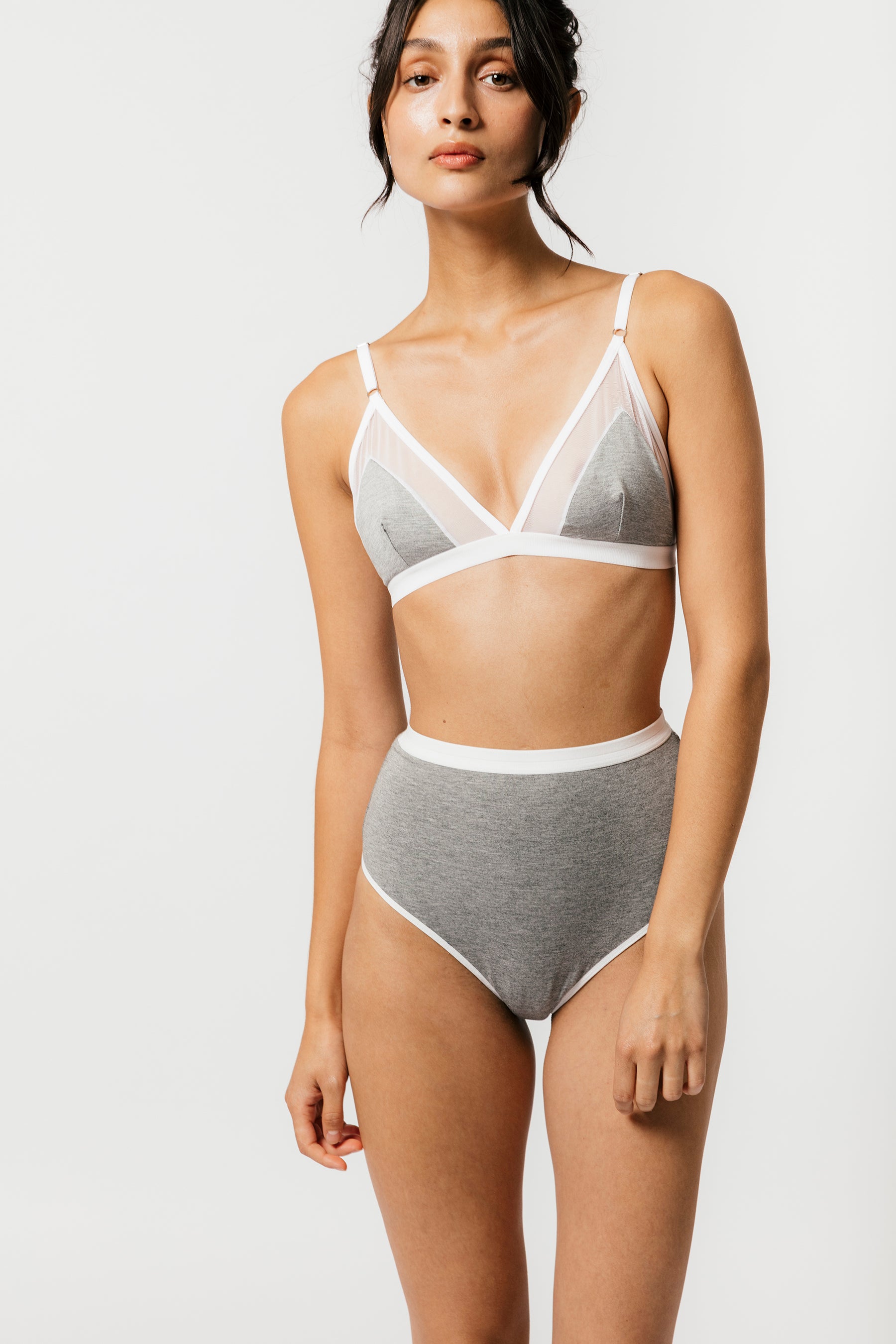 High Waist Thong in Grey - MARY YOUNG