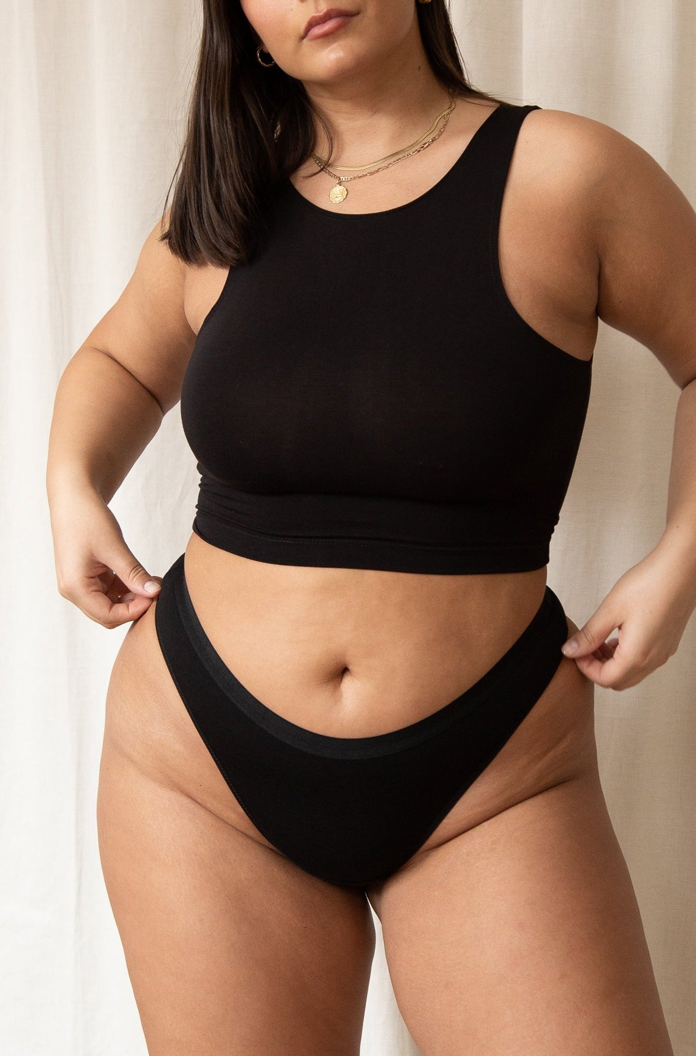 Emery Thong in Solid Black - MARY YOUNG