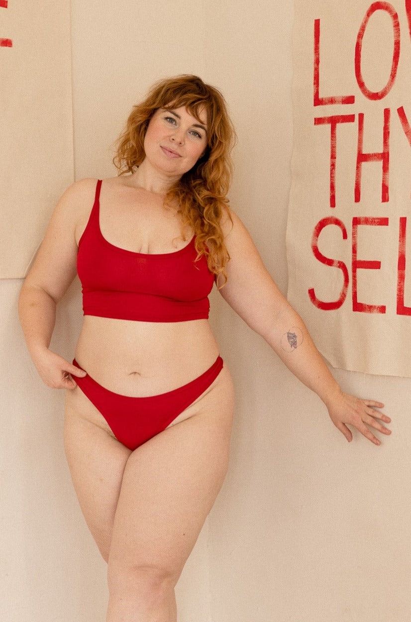 Palmer Thong in Scarlet - MARY YOUNG