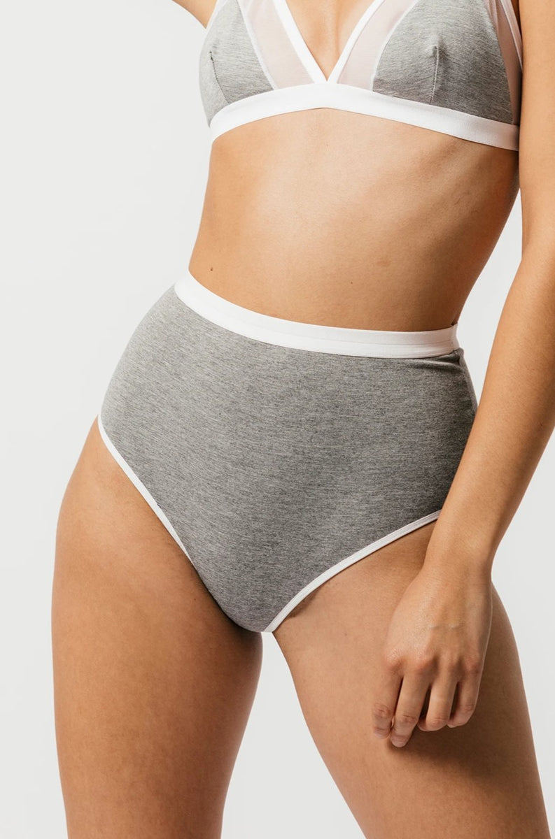 Grey Bamboo High Waisted Underwear. Made in Canada. Maternity to
