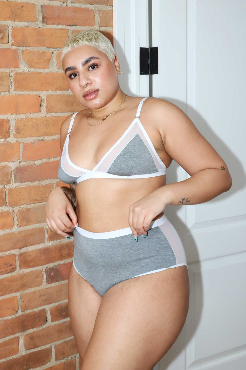 Contrast Bra in Grey - MARY YOUNG