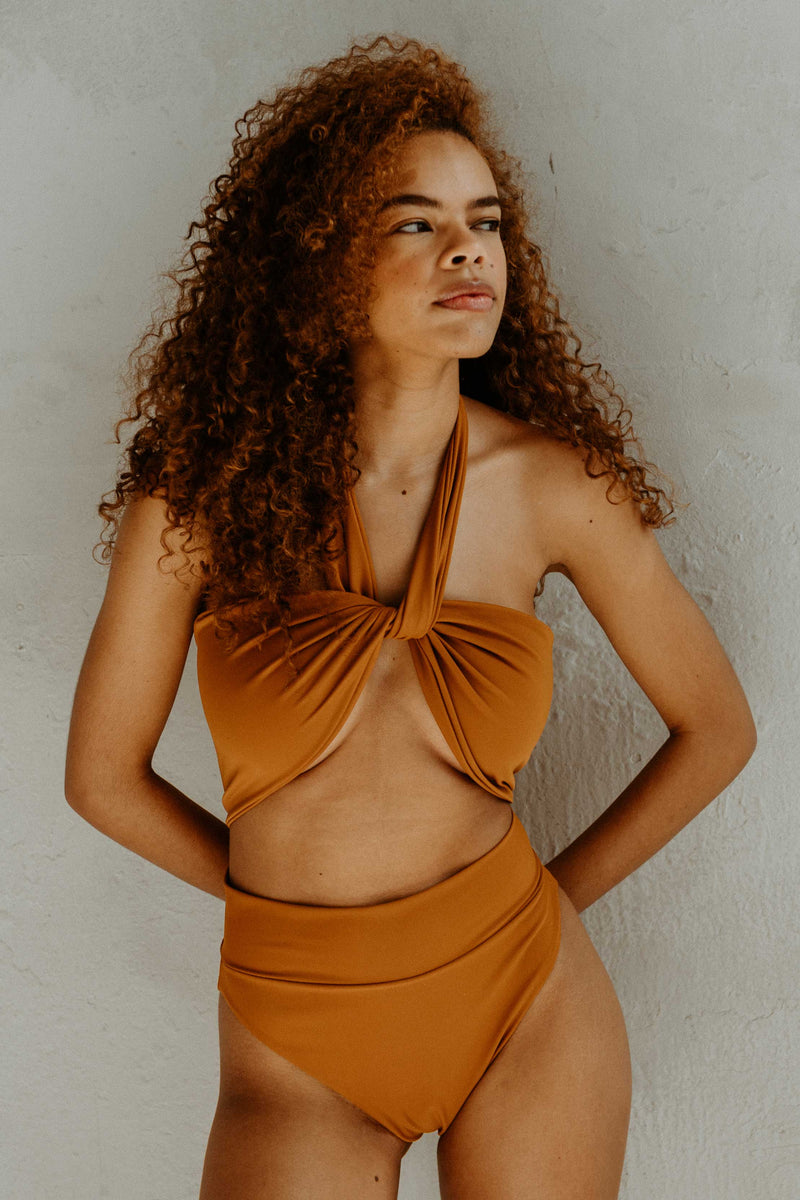Mala High Cut Bikini in Cinnamon - MARY YOUNG
