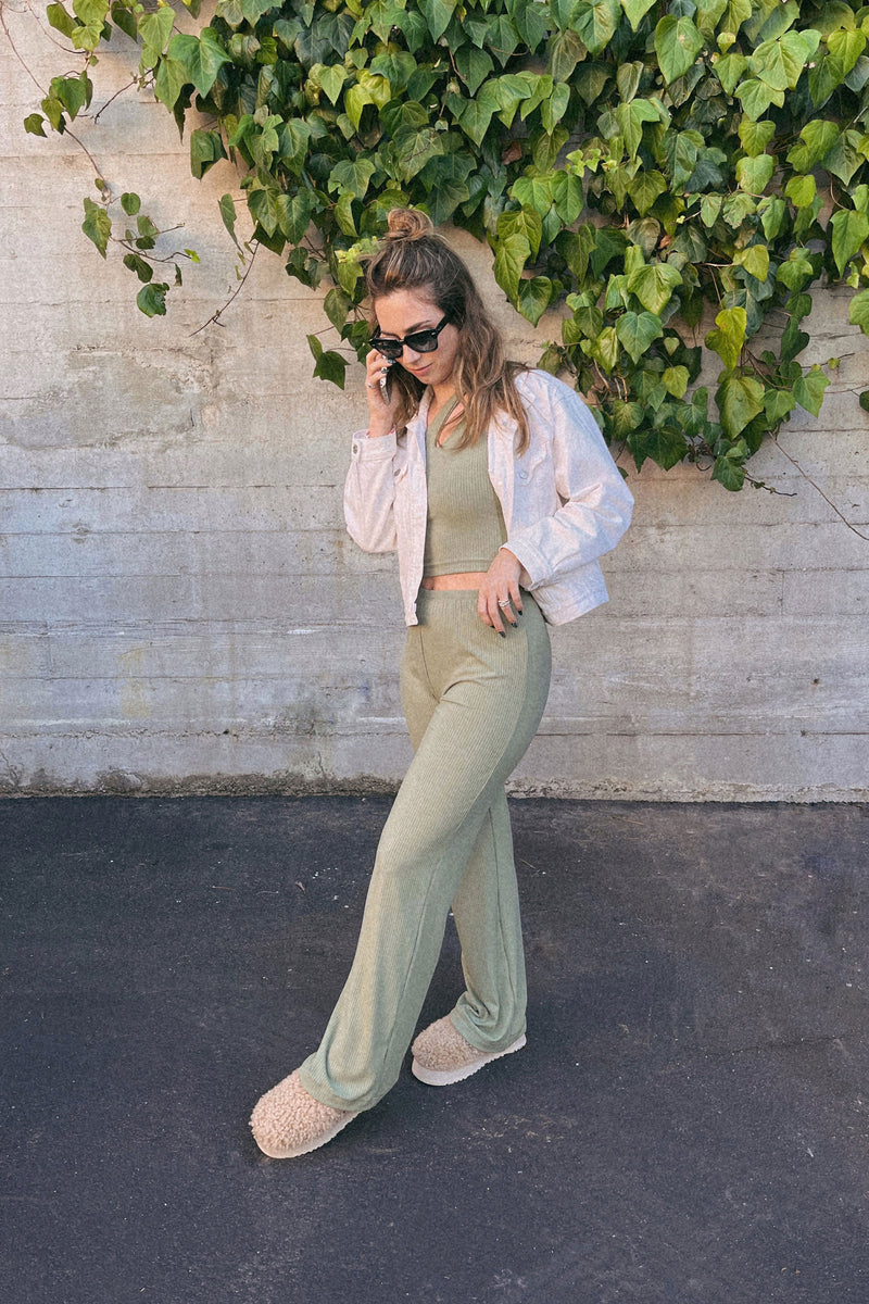 Landry Pant in Sage Rib - MARY YOUNG