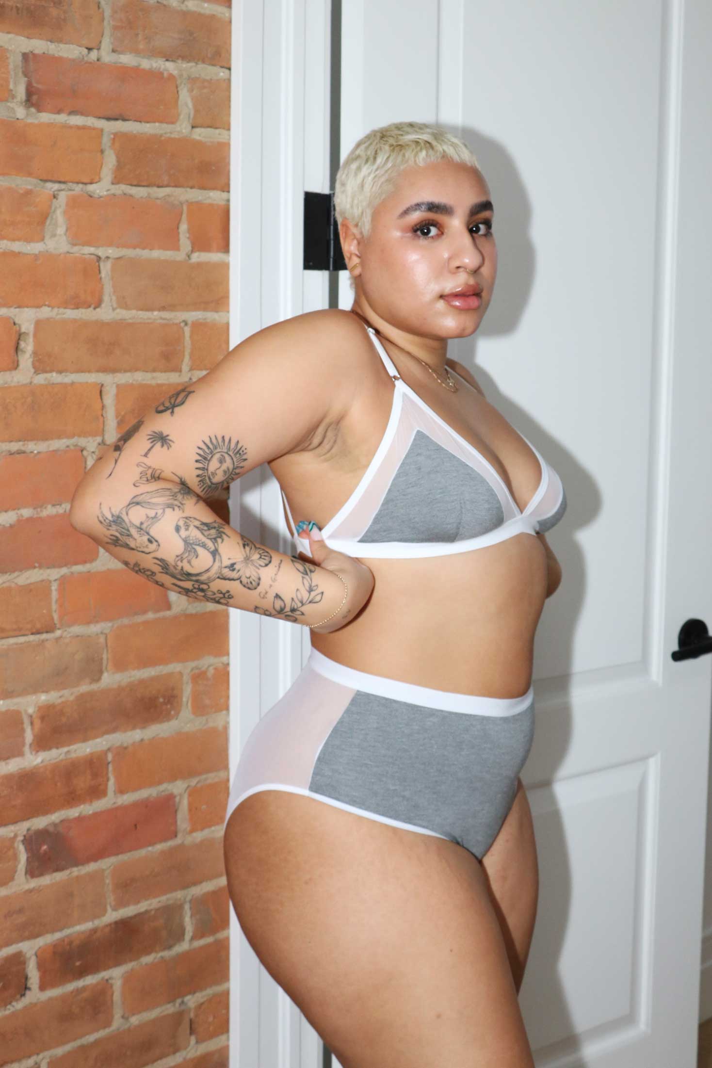 Lux High Waist Brief in Grey - MARY YOUNG