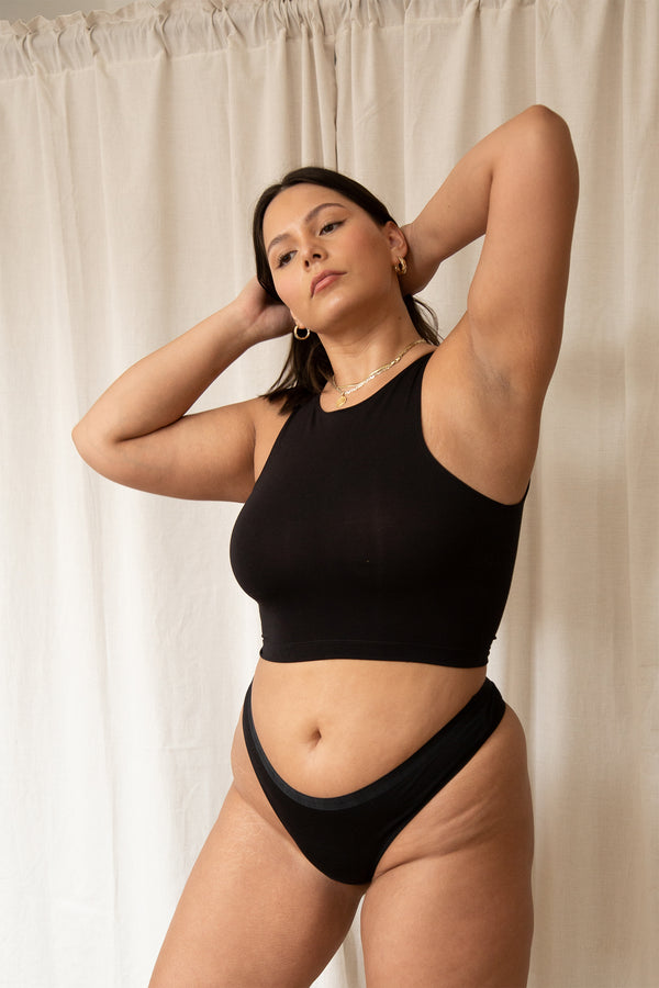 Emery Thong in Solid Black - MARY YOUNG